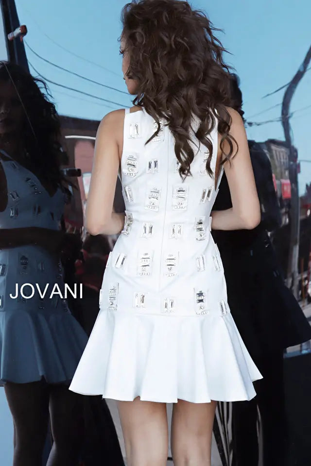 Jovani -63338 V-Neck Evening Short Dress