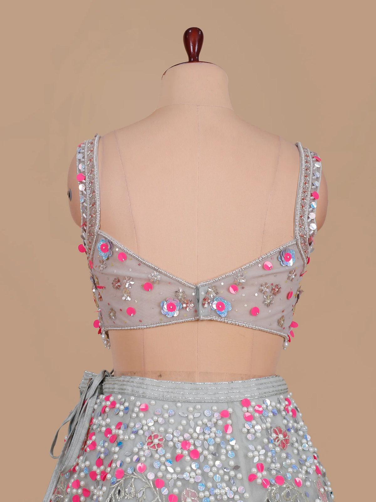 MyFashion KLS-2679 Evening Grey Net Lehenga with Mirror Aplique Work