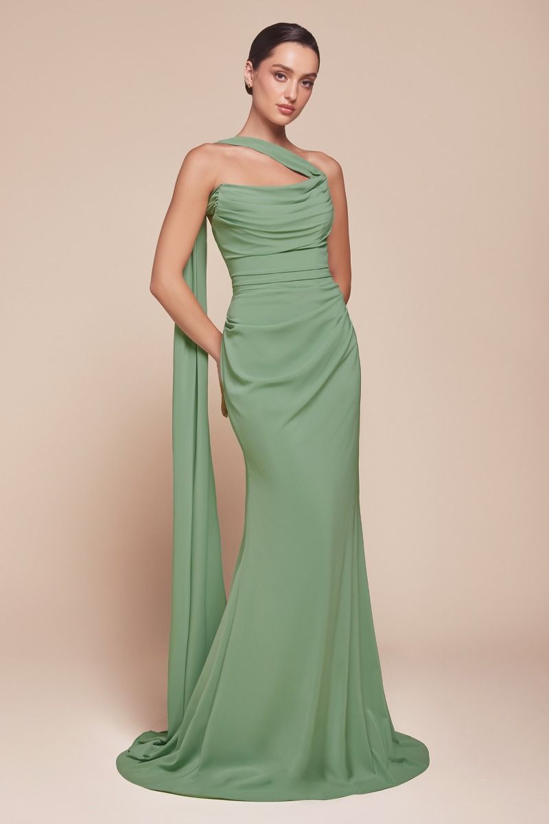 Cinderella Divine -7433 Strapless Fitted Chiffon Sheath Dress