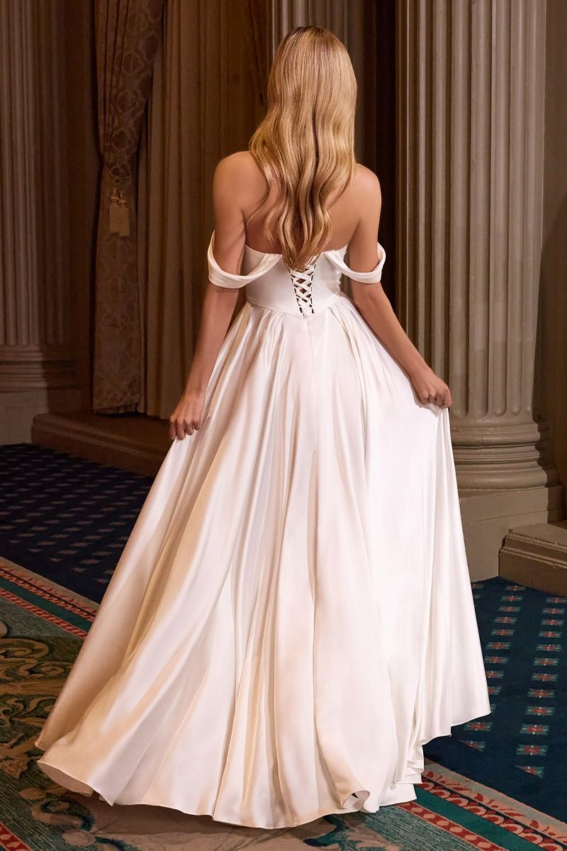 Cinderella Divine -7449W Off Shoulder Sweetheart A-line Gown
