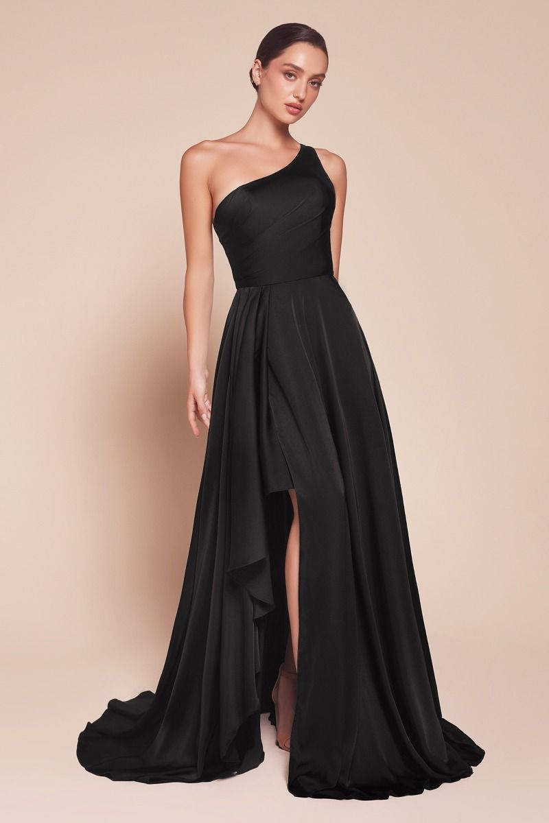 Cinderella Divine -7450 One Shoulder Satin A-Line Dress