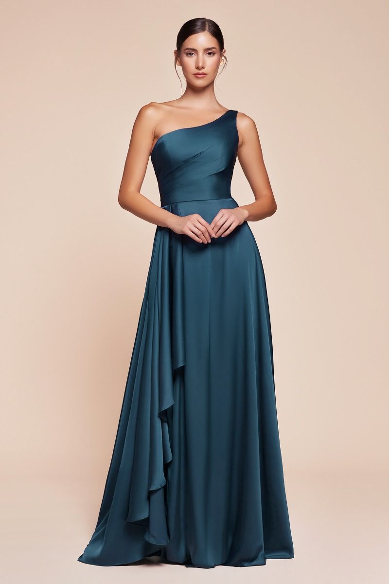 Cinderella Divine -7450 One Shoulder Satin A-Line Dress