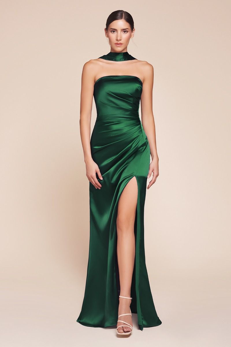 Cinderella Divine -7451 Strapless Satin Prom Sheath Dress