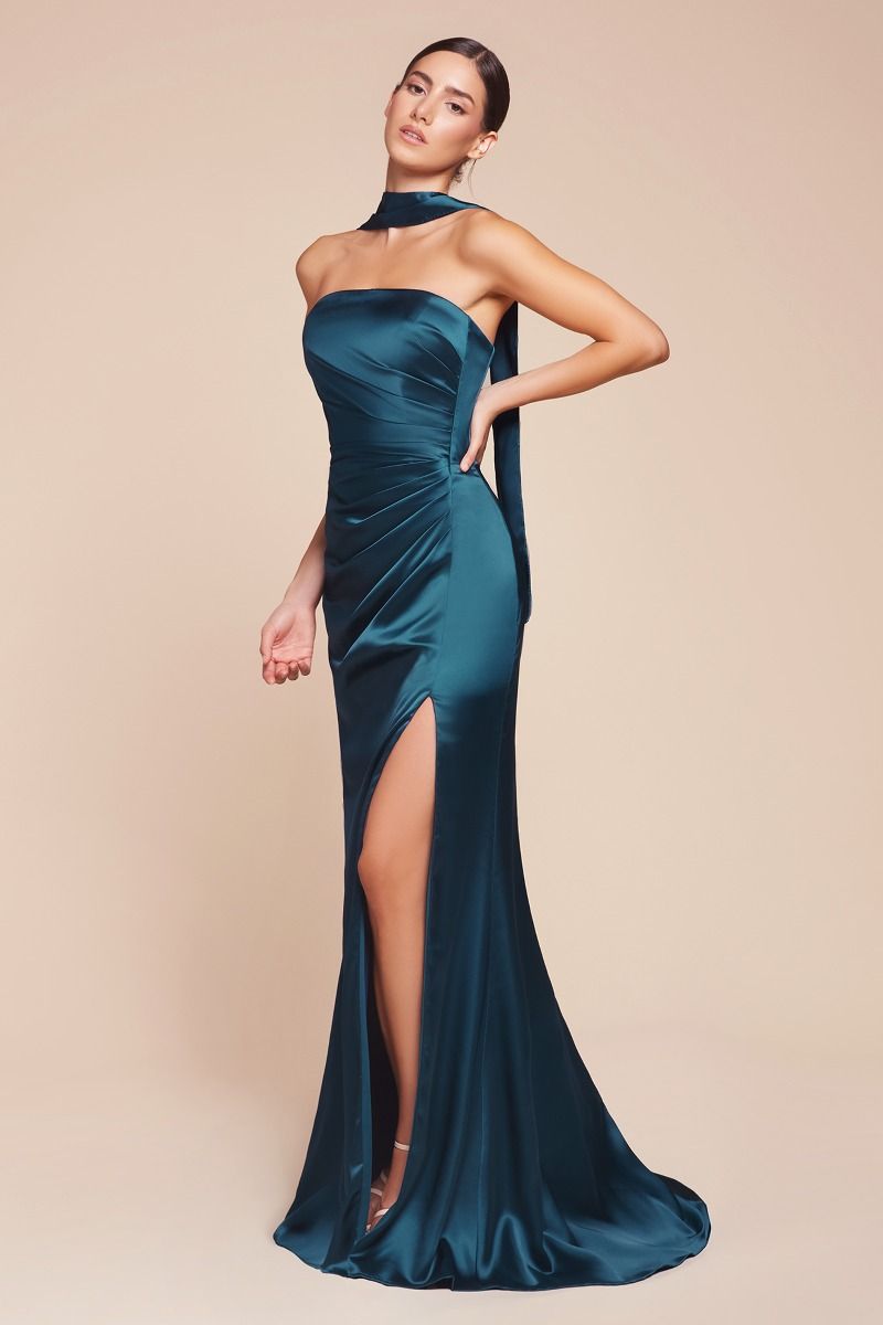 Cinderella Divine -7451 Strapless Satin Prom Sheath Dress