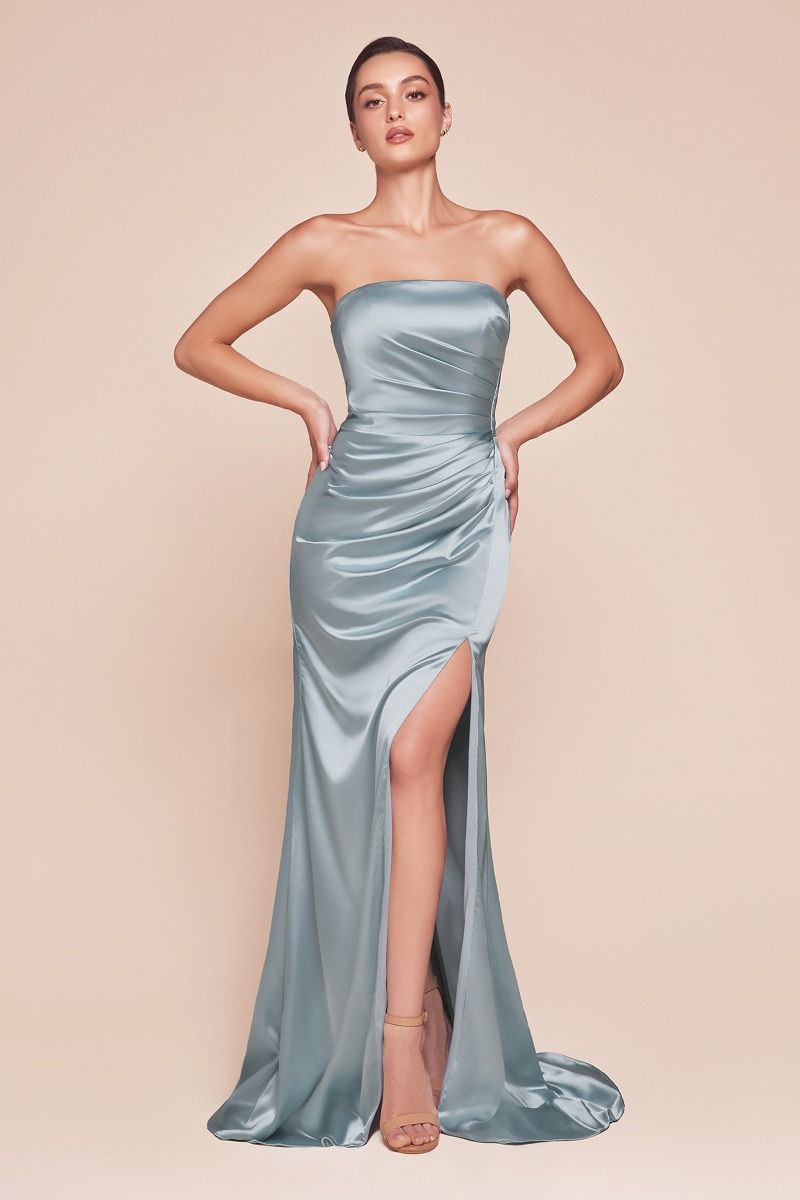 Cinderella Divine -7451 Strapless Satin Prom Sheath Dress