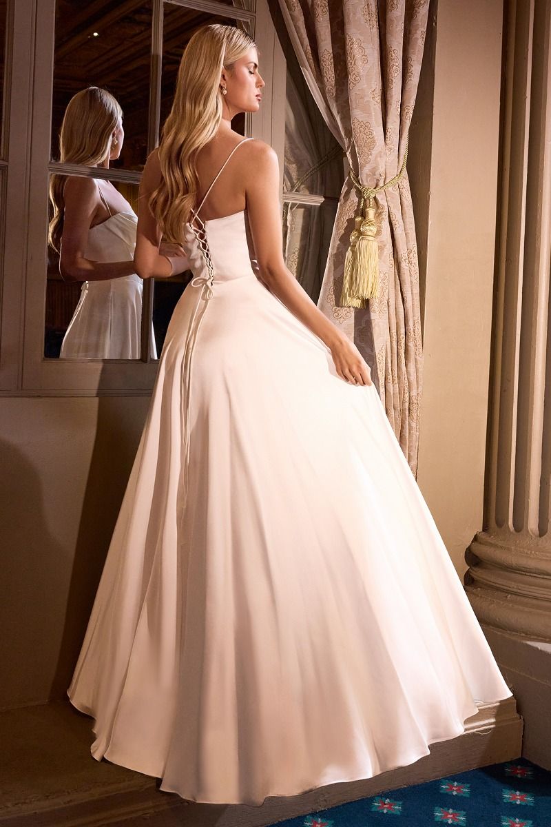 Cinderella Divine -7481W Sleeveless Sweetheart Bodice With Corset Boning Fitted Gown