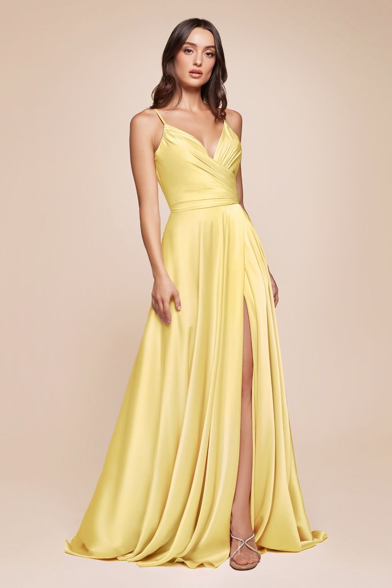 Soft Satin A-Line Sweetheart Neckline With Slit by Cinderella Divine -7485 01