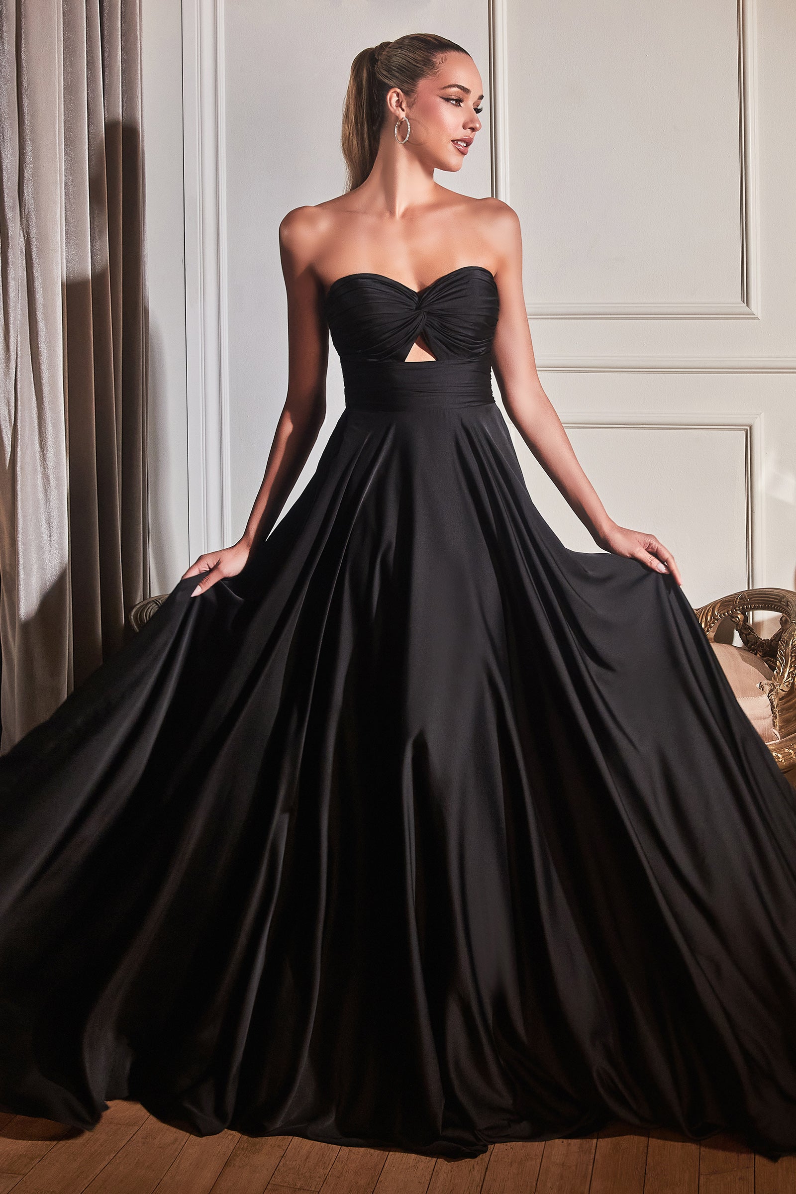 Strapless A-Line Satin Dress By Cinderella Divine -7496