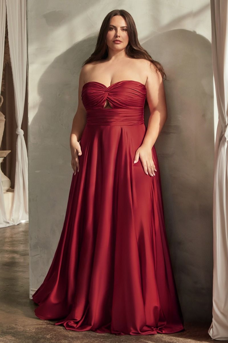 Satin Strapless A-Line Dress By Cinderella Divine -7496C