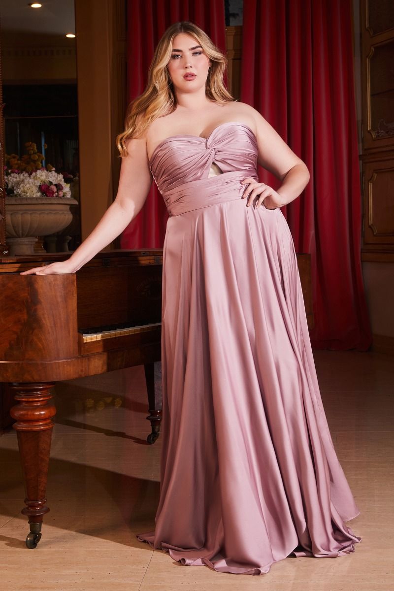 Satin Strapless A-Line Dress By Cinderella Divine -7496C