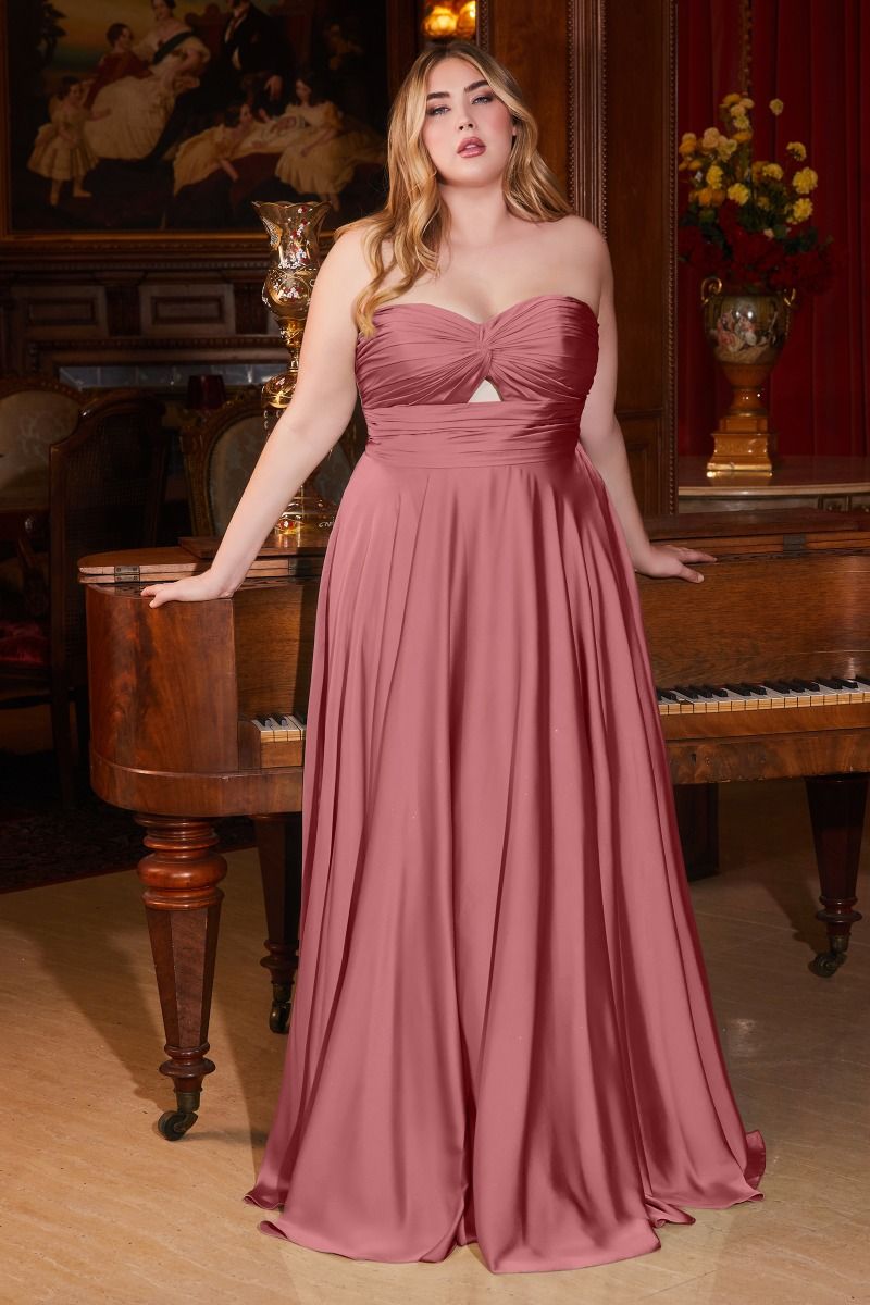 Satin Strapless A-Line Dress By Cinderella Divine -7496C