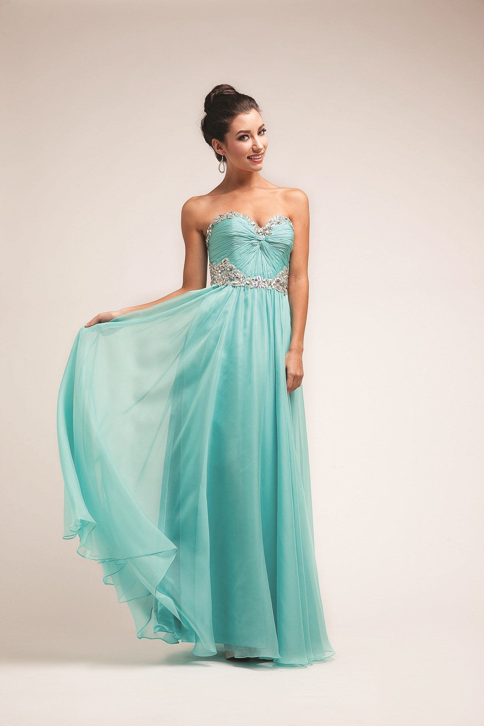Cinderella Divine -7906 Strapless Beaded A-Line Dress