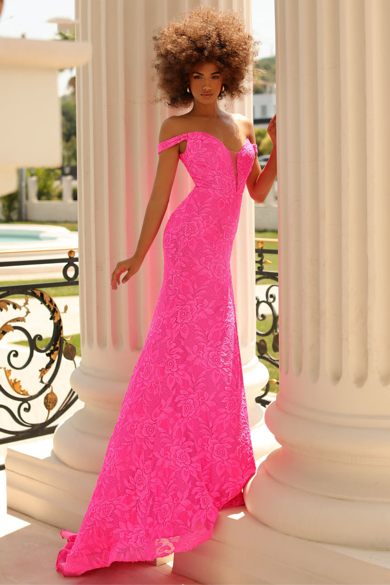 Clarisse -810447 Plunging Lace Prom Dress