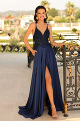 Clarisse -810559 Beaded Applique V-Neck A-Line Dress
