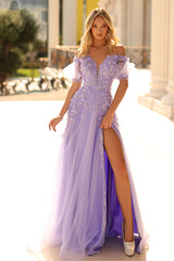Clarisse -810596 Lace Appliqued Off Shoulder A-Line Prom Gown