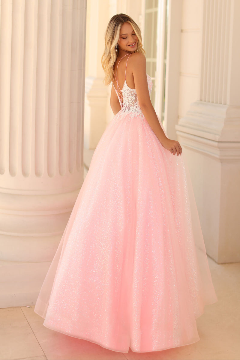 Clarisse -810602 Sheer Corset Bodice Scoop Sequin Ballgown