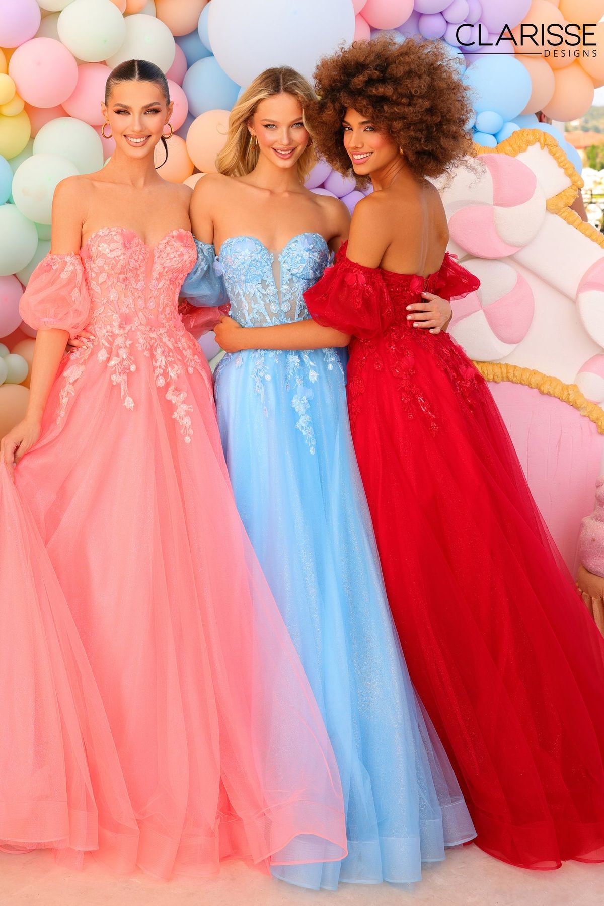 Clarisse -810721 Puff Sleeves Corset Prom Gown