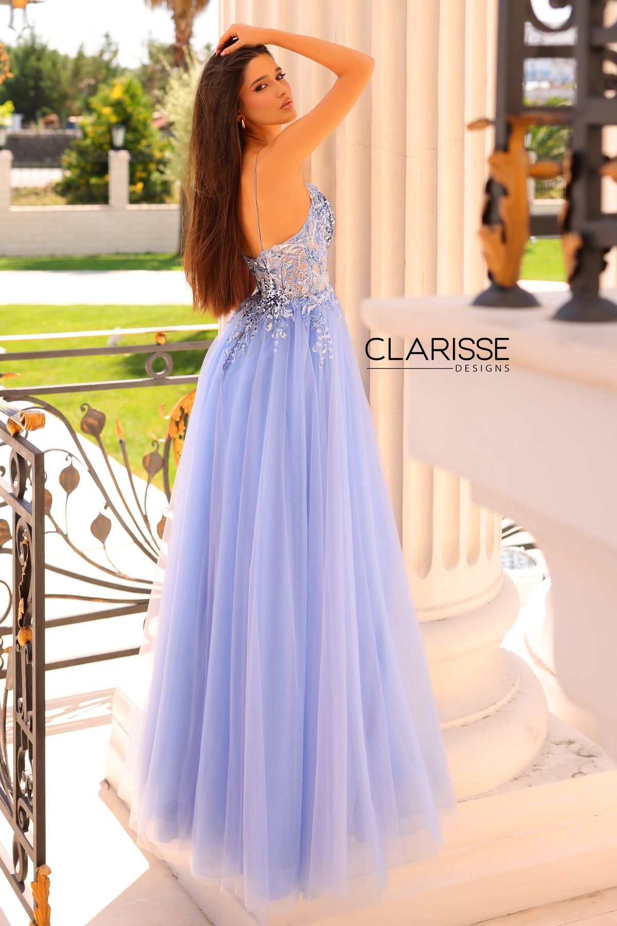Clarisse -810794 Beaded Corset Plunging V-Neck Prom Gown