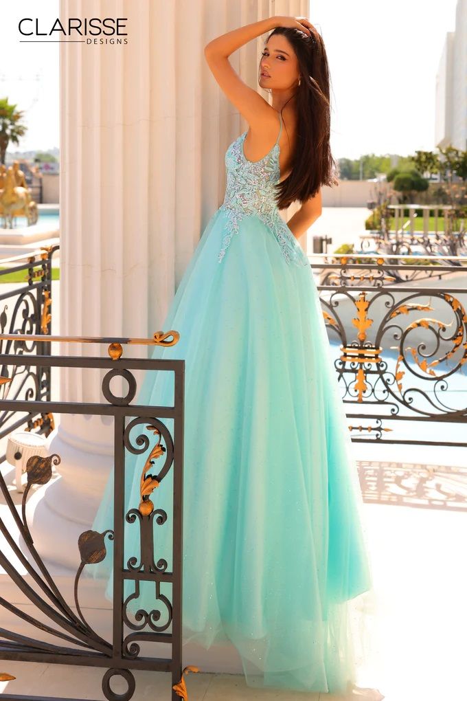 Clarisse -810969 Beaded Plunging V-Neck Prom Gown