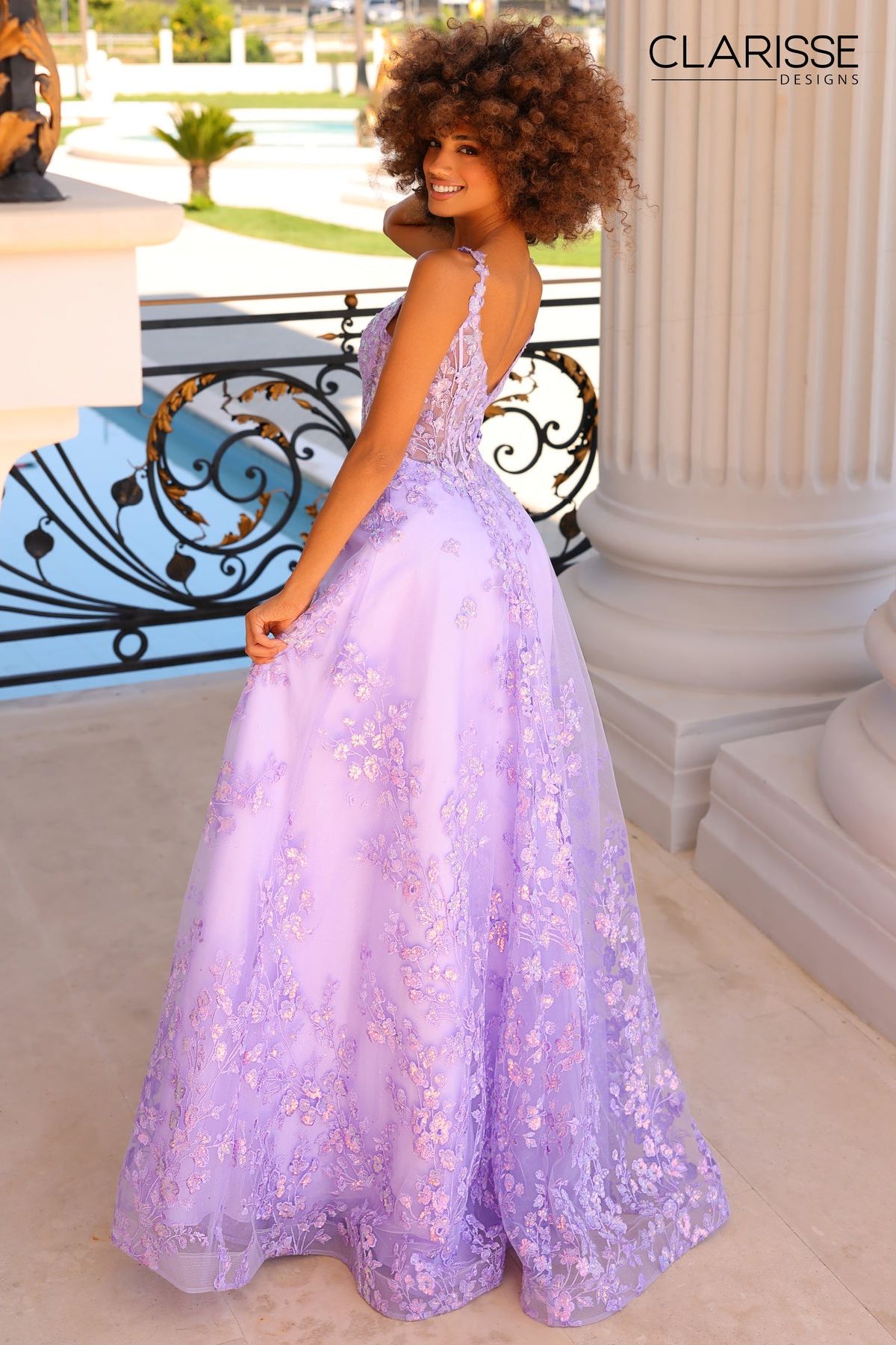 Clarisse -810974 A-Line Floral Sequin Prom Gown