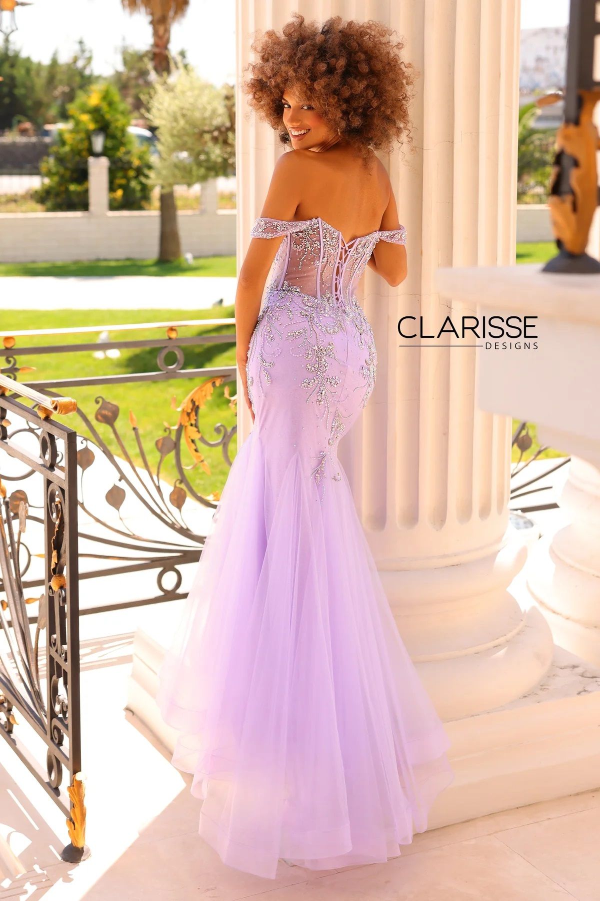 Clarisse -811020 Beaded Sweetheart Cap Sleeves Prom Gown