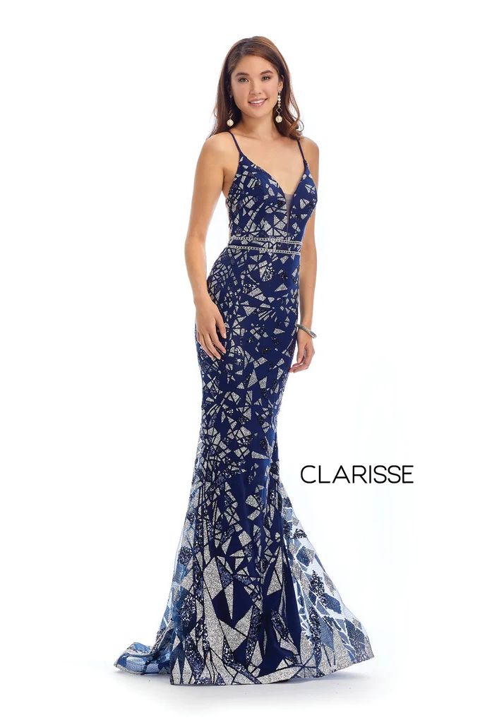 Clarisse -8240 V-Neck Fitted Sheath Dress