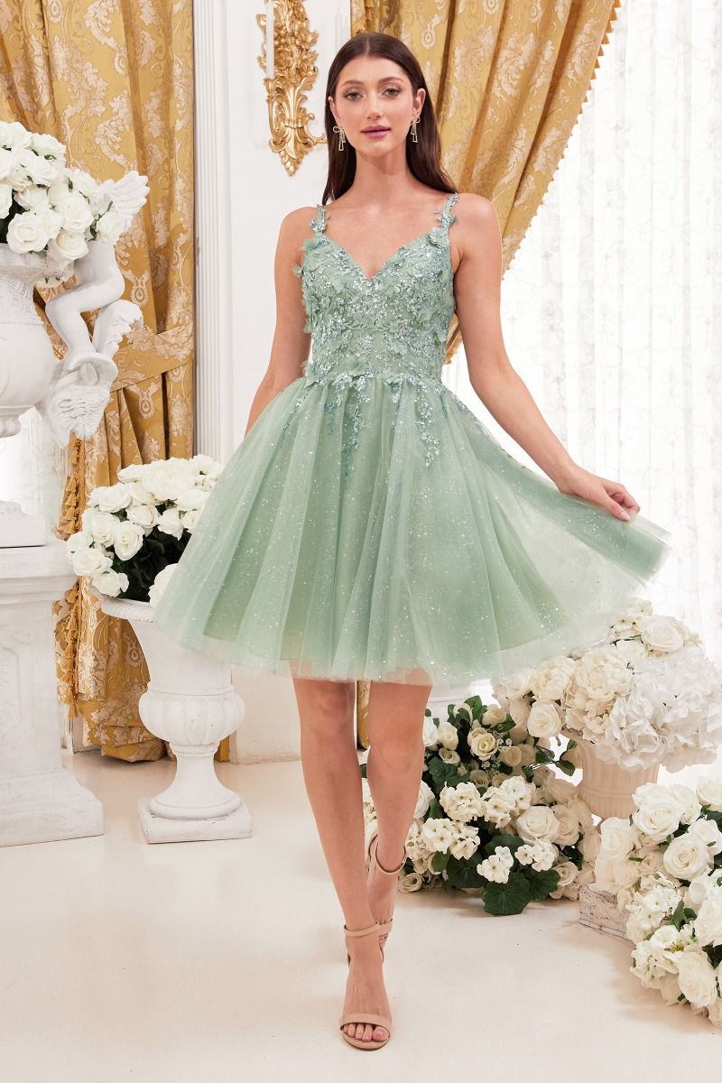 A-Line Cocktail Dress With Floral Details By Cinderella Divine -9245