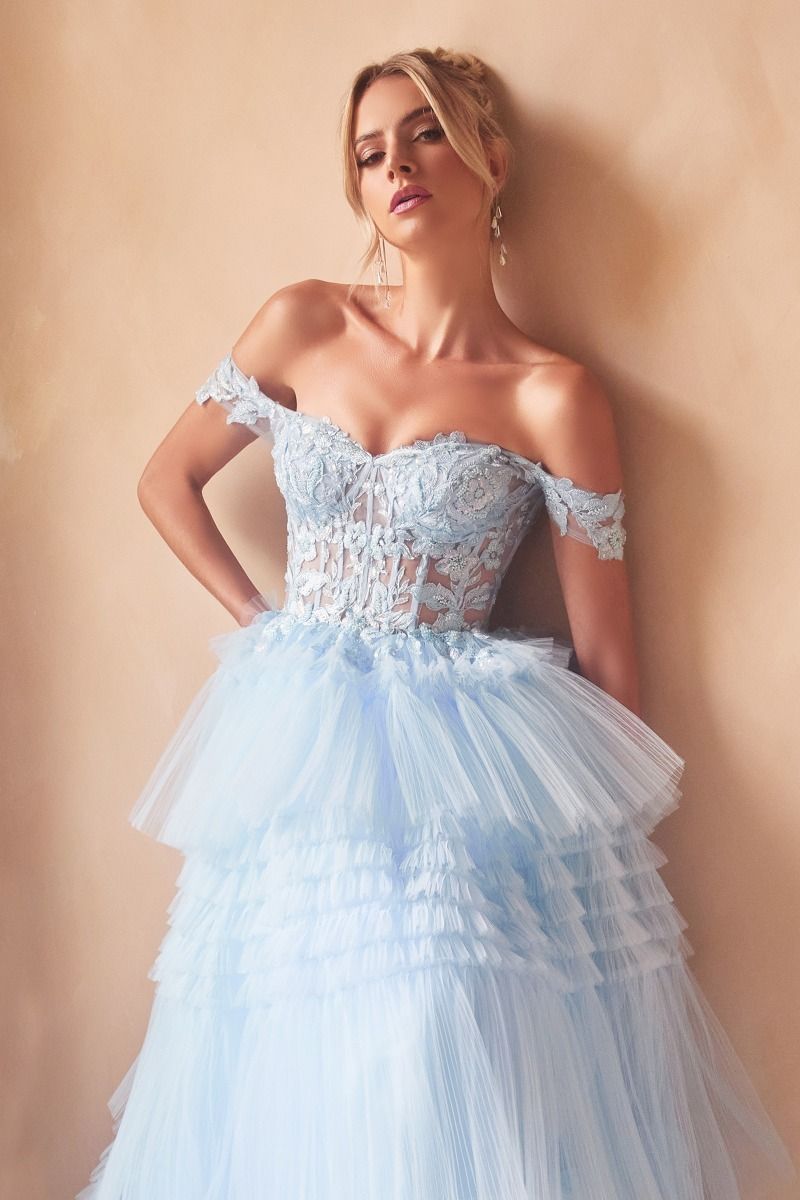 Cinderella Divine –9315 Off Shoulder Tulle Ball Gown