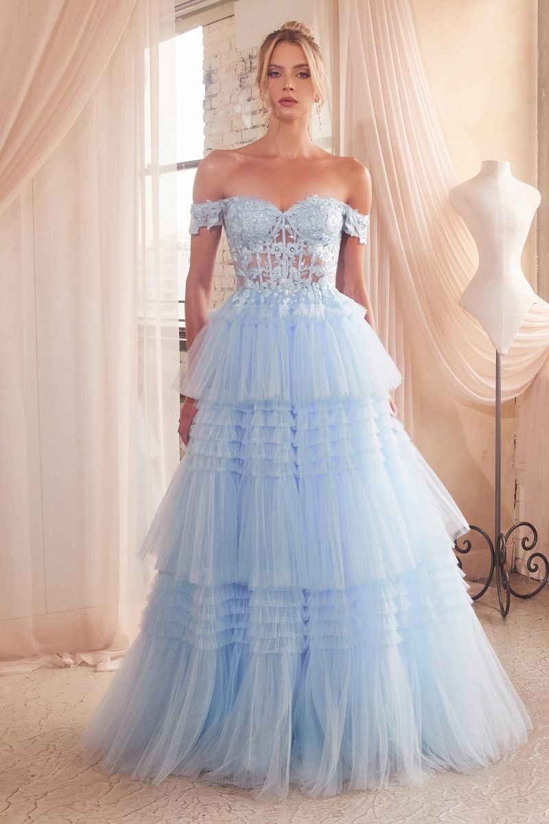 Cinderella Divine –9315 Off Shoulder Tulle Ball Gown