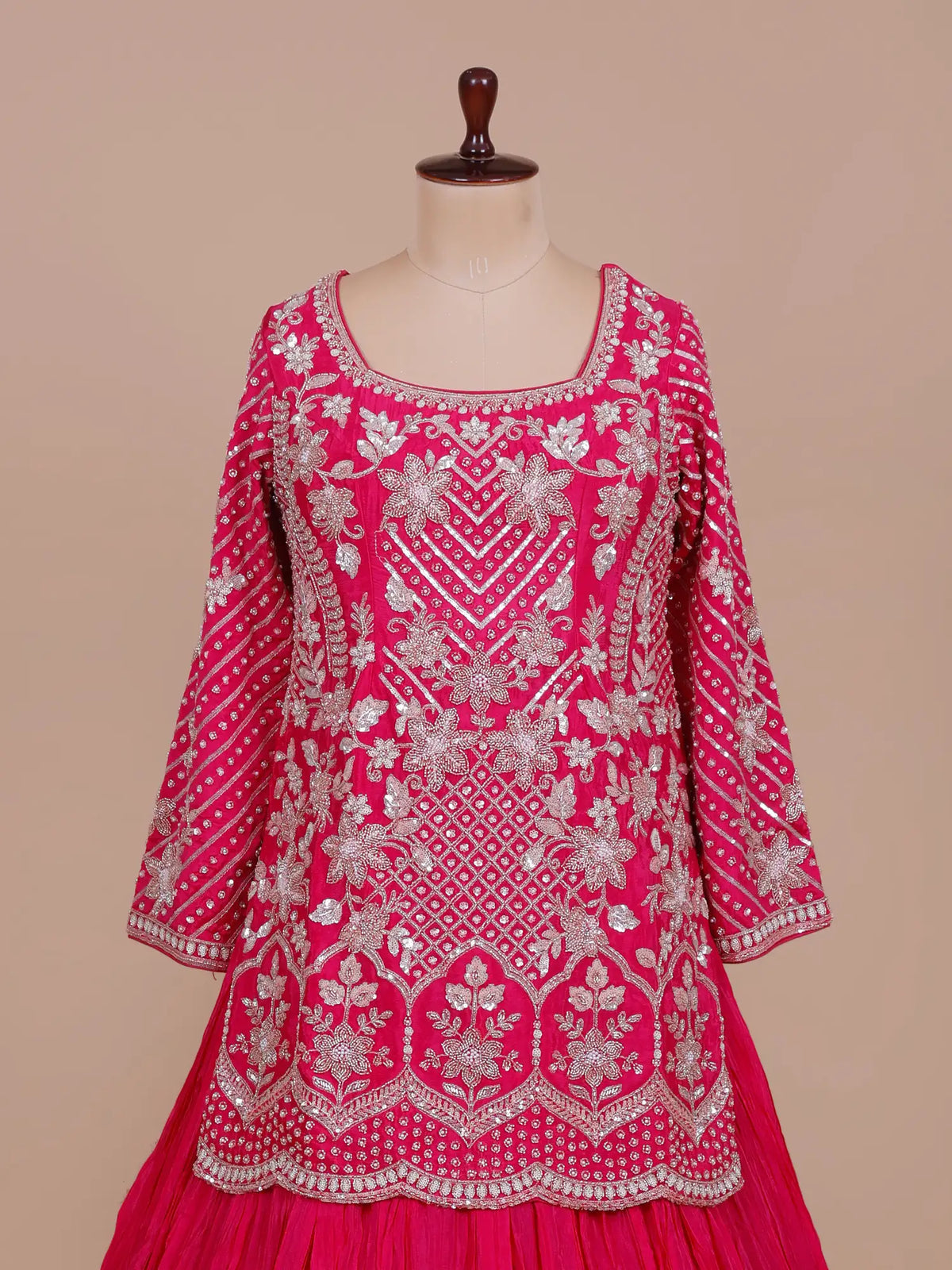 MyFashion -KLS-2844 Rani Pink Peplum Lehenga Set For Wedding And Festive Wear