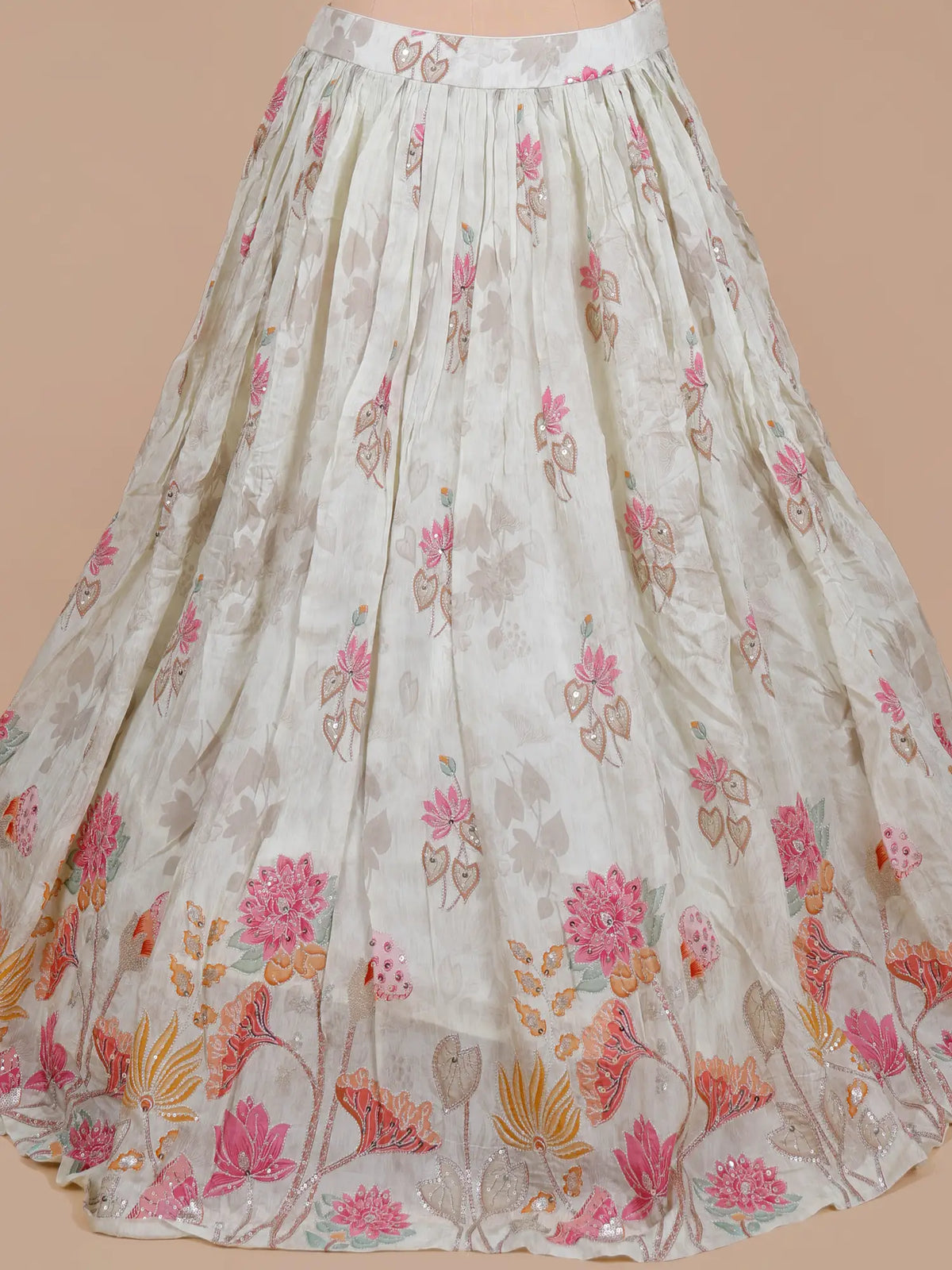 MyFashion KLS-2774 Party Wear Off White Crepe Silk Lehenga