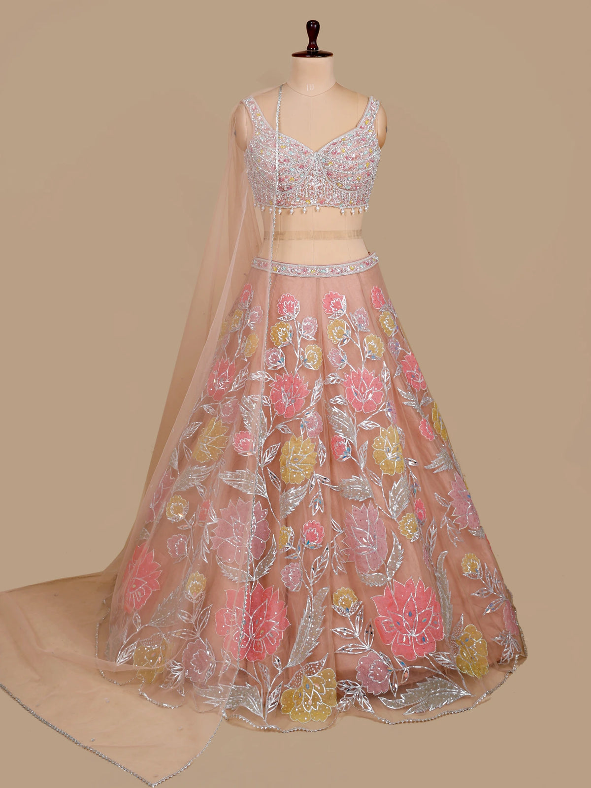 MyFashion KLS-2704 Blush Pink Net Lehenga choli with Pearl Sequins Work