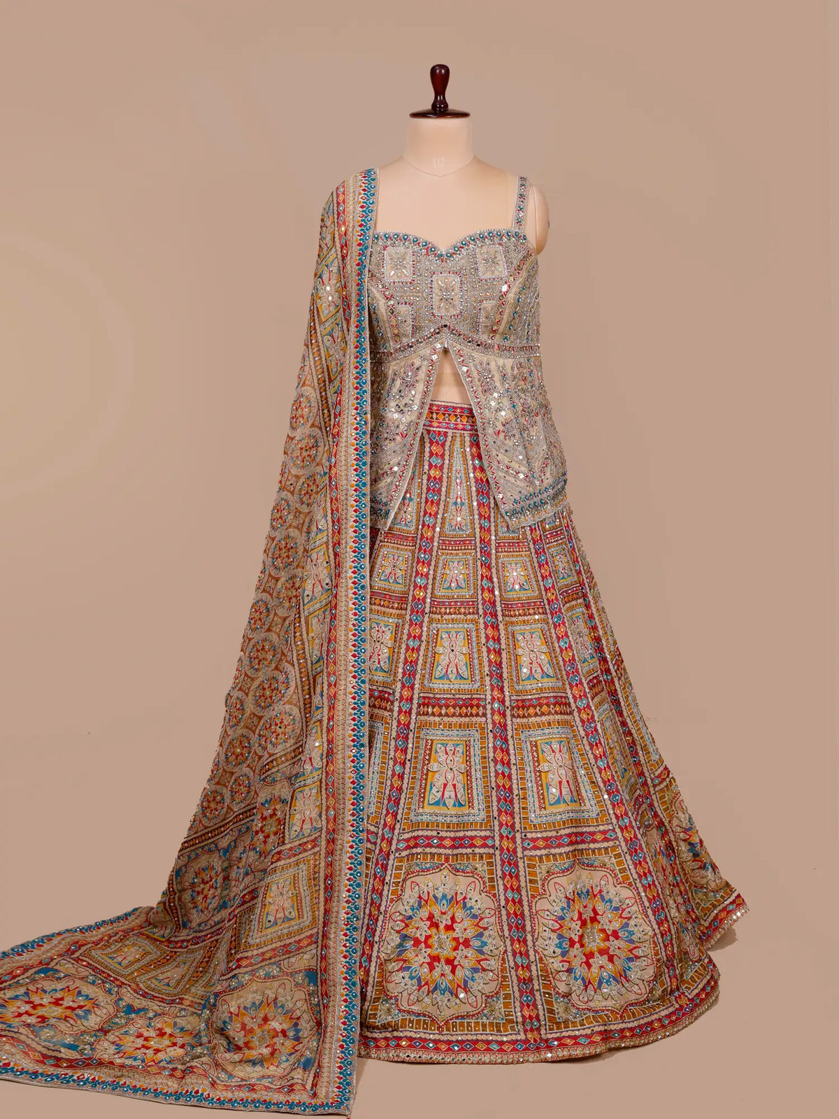 MyFashion KLS-2771 Eye Catching Bollywood Style Multi Silk Peplum Lehenga