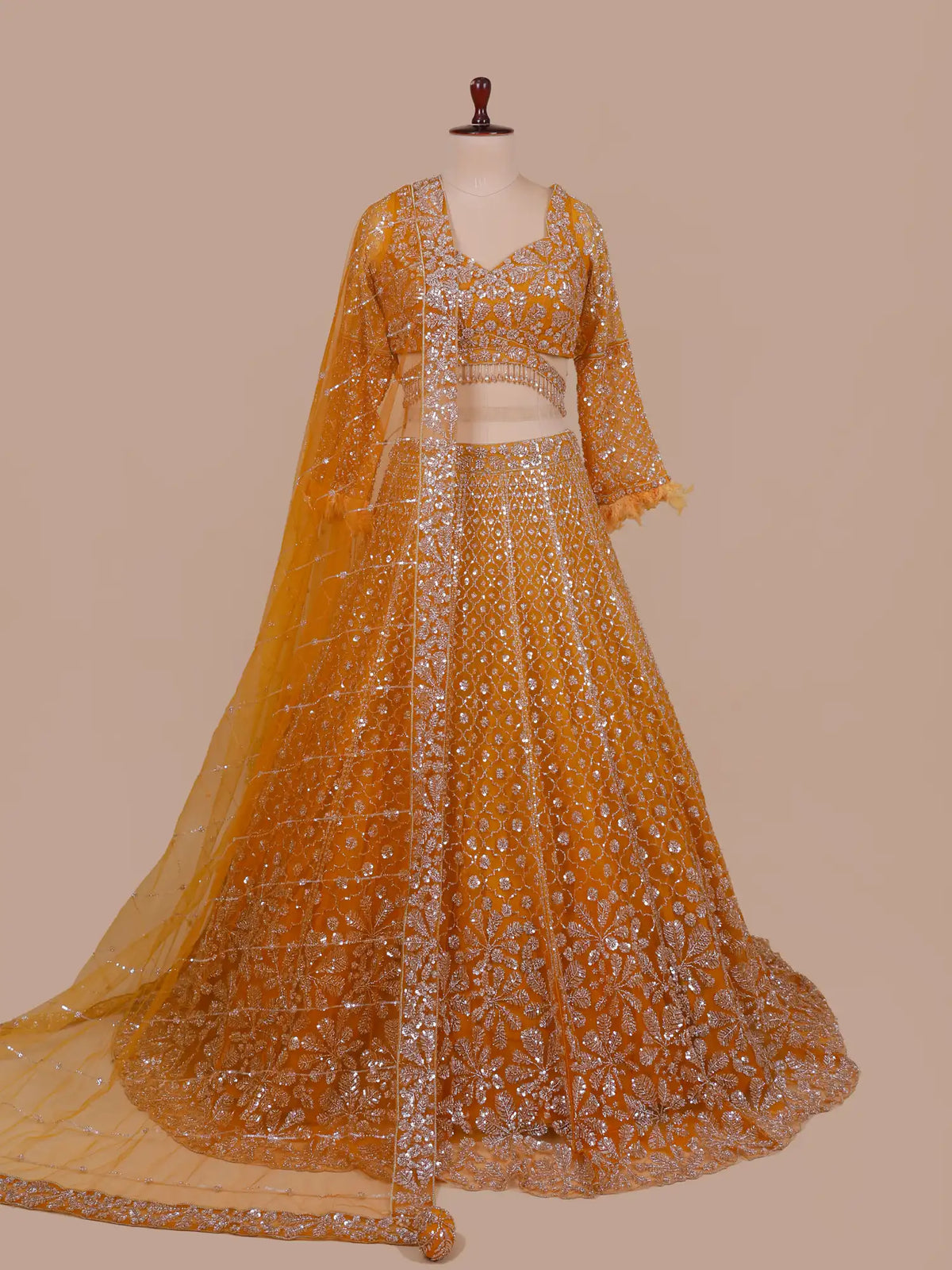 MyFashion KLS-2800 Exclusive Orange Net Lehenga With Designer Work For Weddings