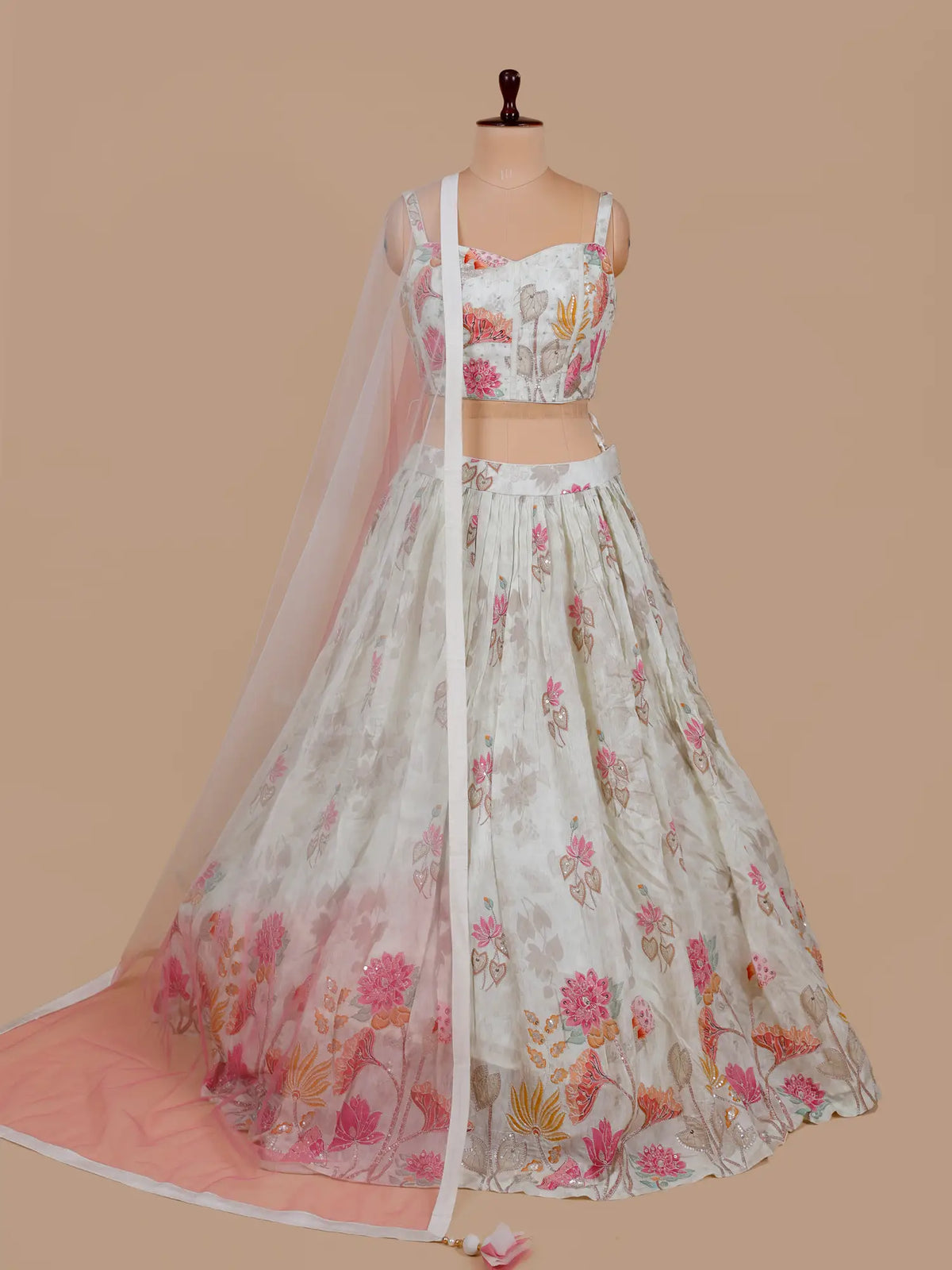 MyFashion KLS-2774 Party Wear Off White Crepe Silk Lehenga