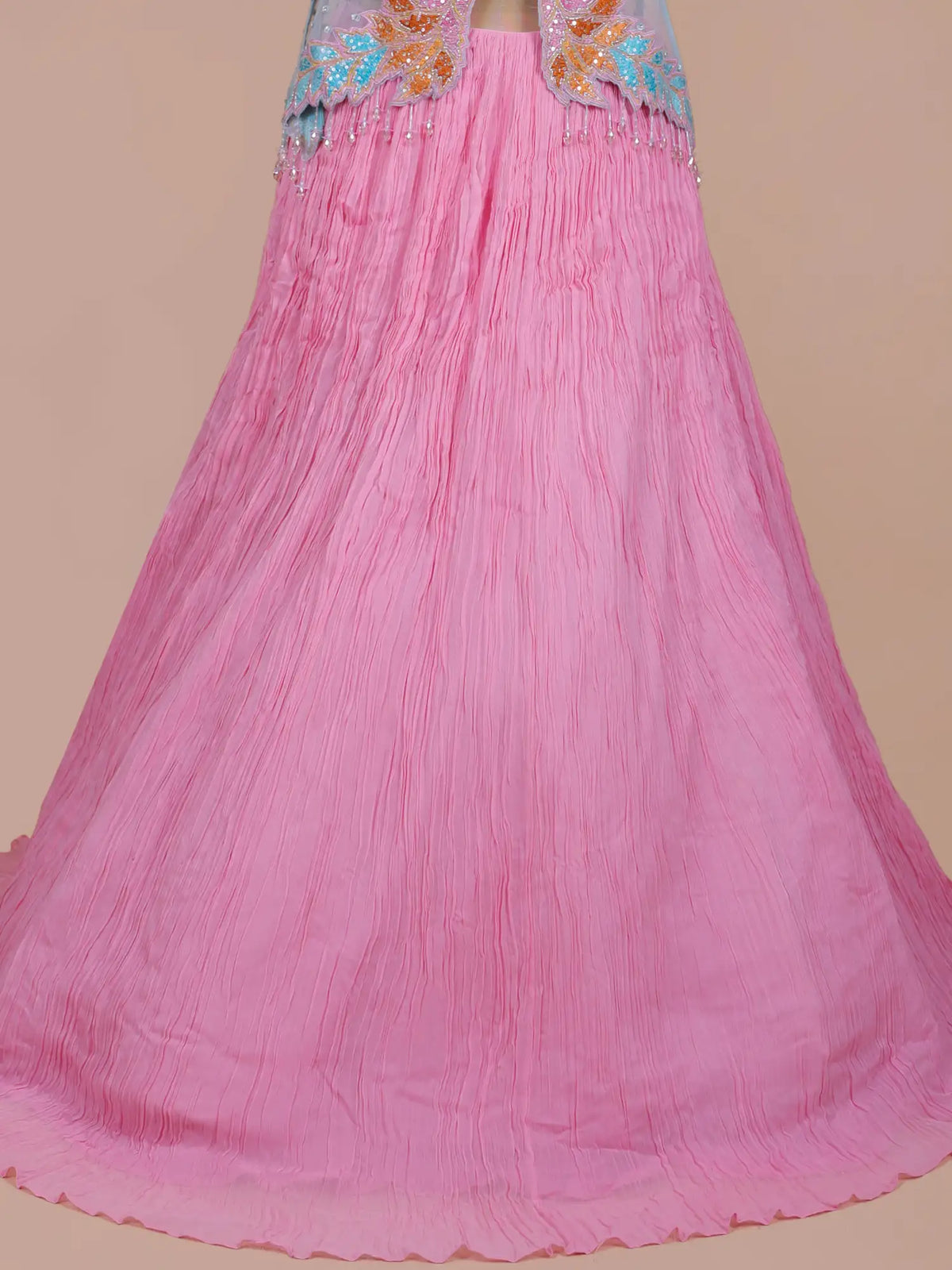 MyFashion -KLS-2845 Pink Blue Net Georgette Lehenga Choli For Party Wear Occasions