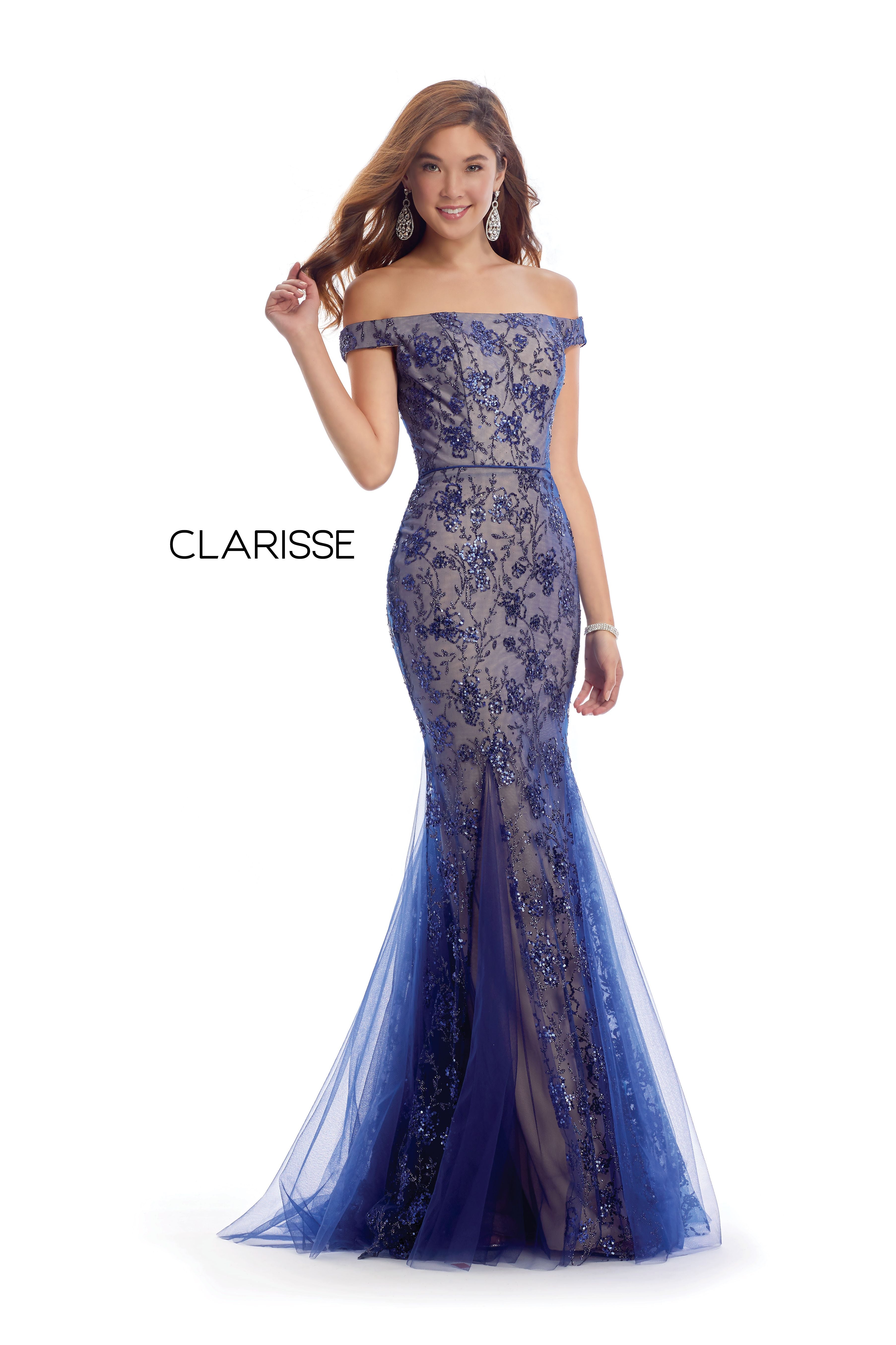 Clarisse -8014 Off Shoulder Sequin Prom Dress