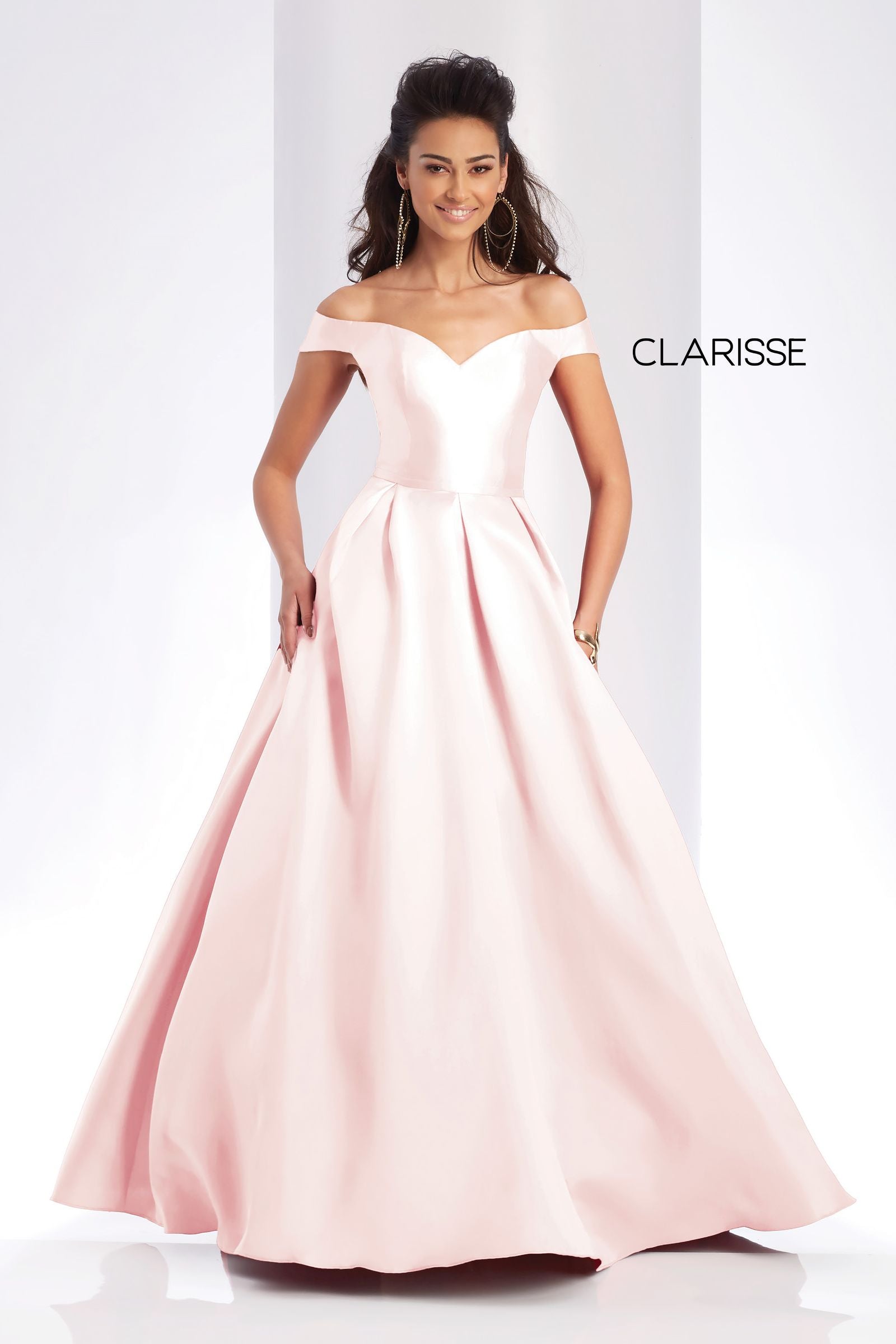 Clarisse -3442 Off The Shoulder Mikado Evening Dress