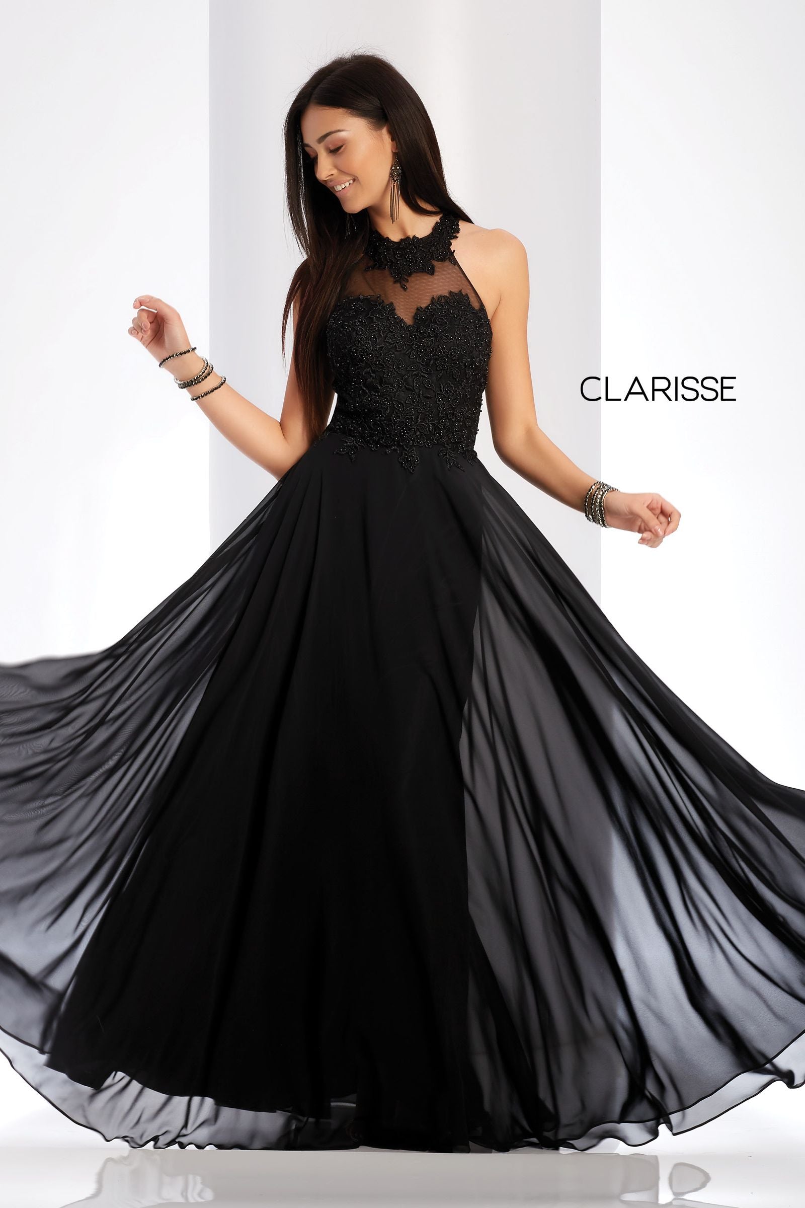 Clarisse -3528 Lace Applique A-Line Prom Dress