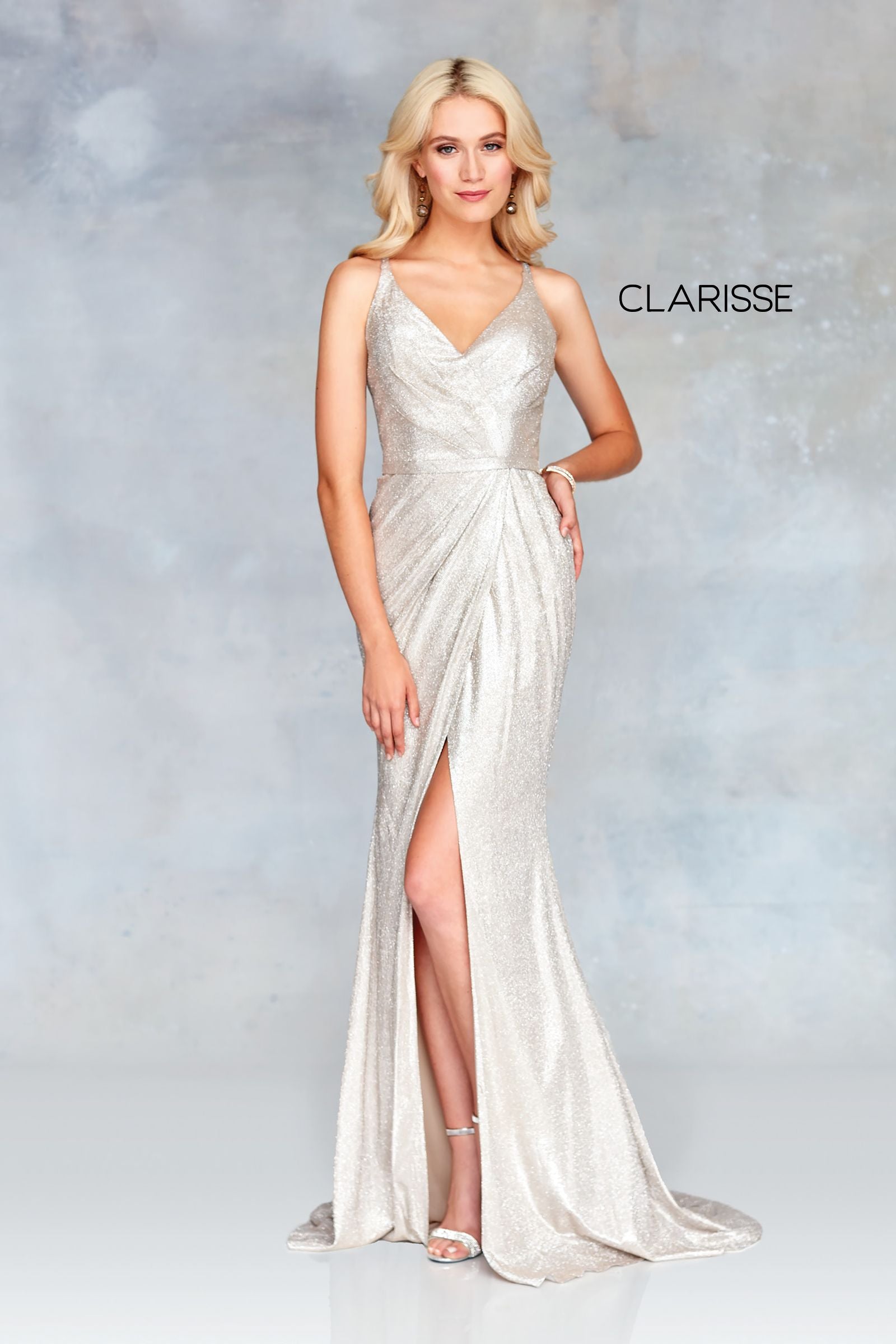Clarisse -3766 V-Neck Fitted Prom Dress