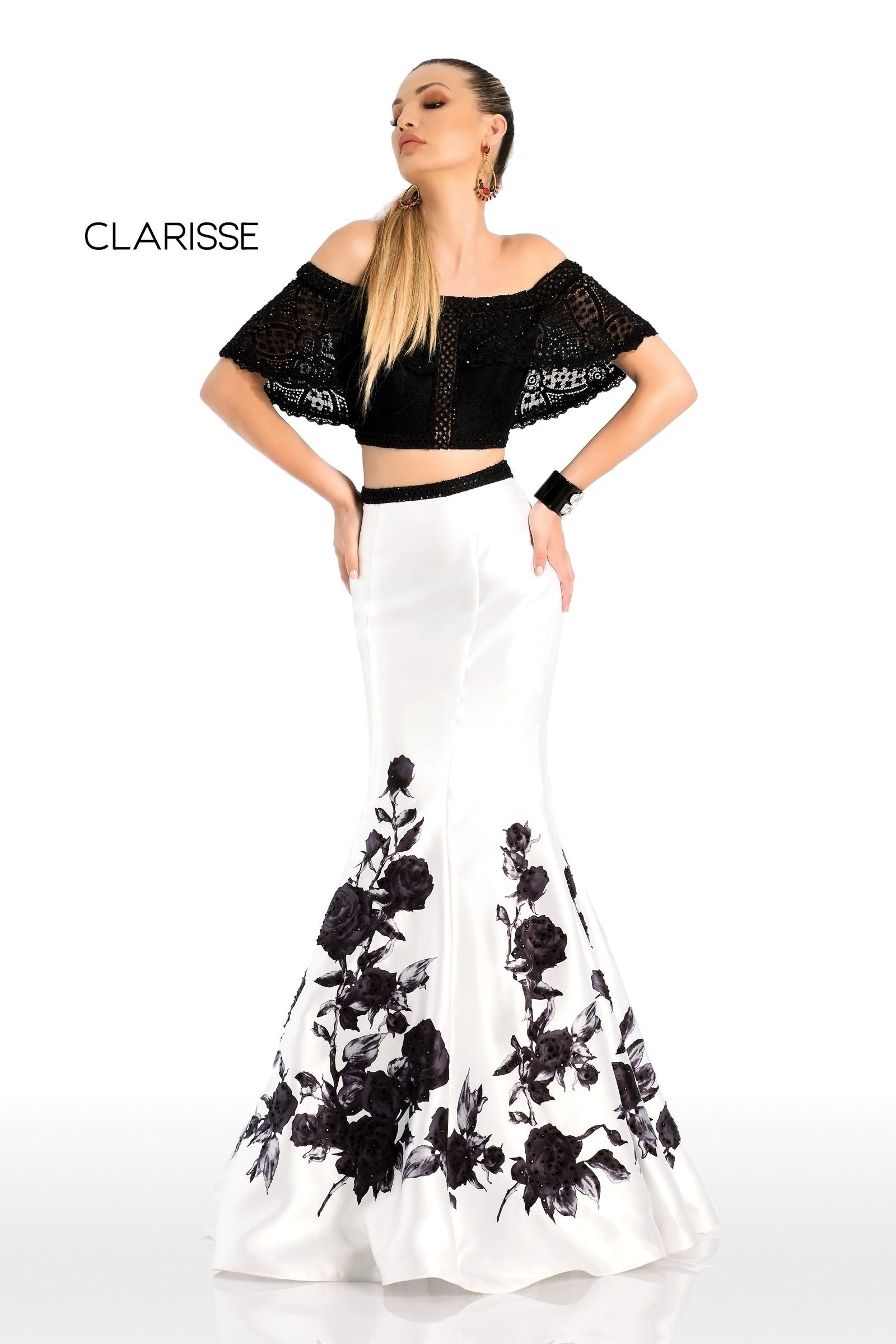 Clarisse -4906 Two Piece Monochrome Evening Dress