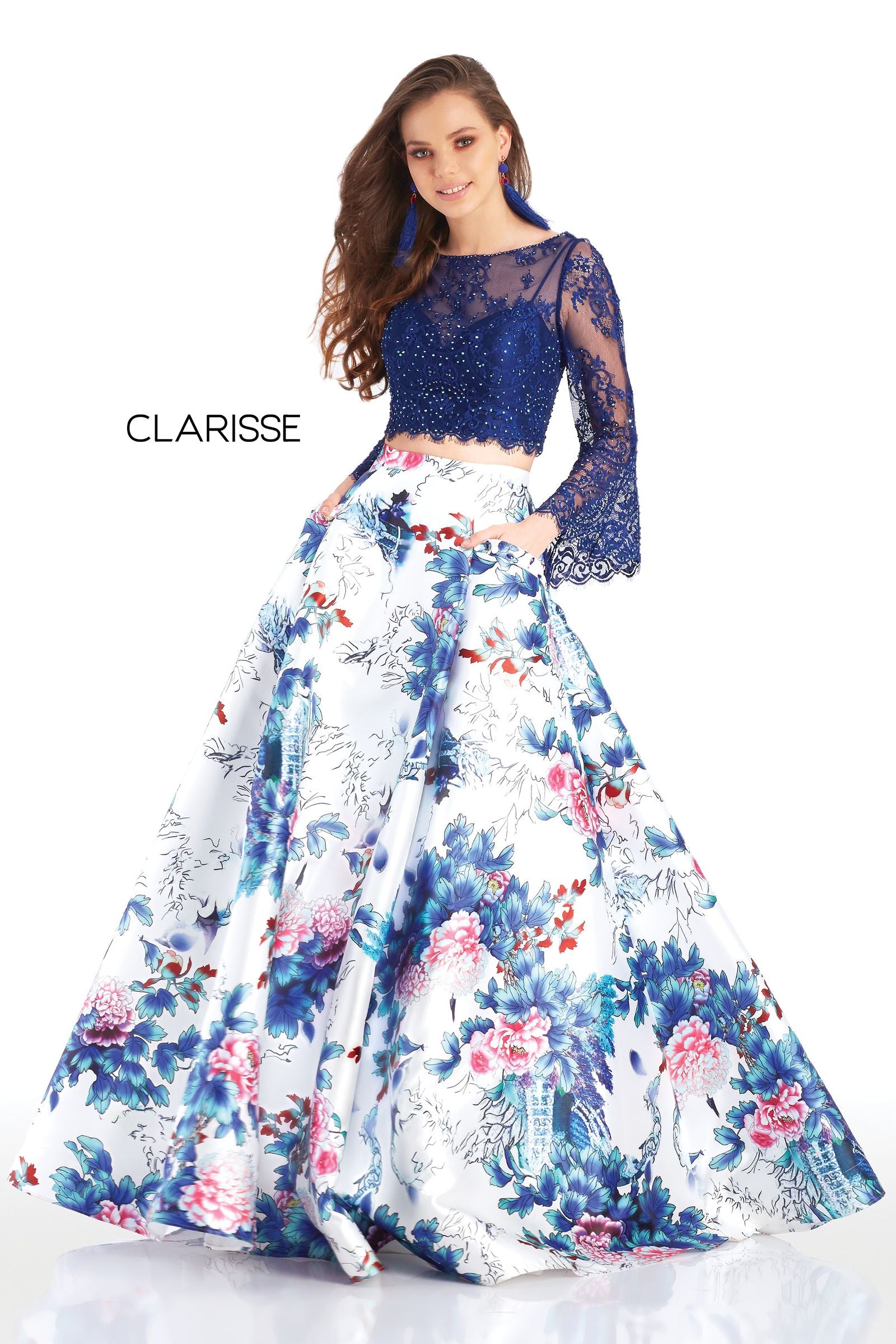 Clarisse -4977 Two Piece Floral Evening Dress