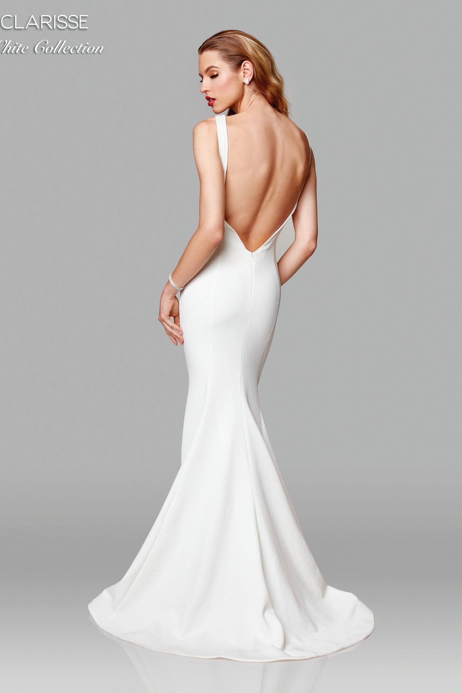 Clarisse -600129 Plunging V-Neck Fitted Bridal Dress