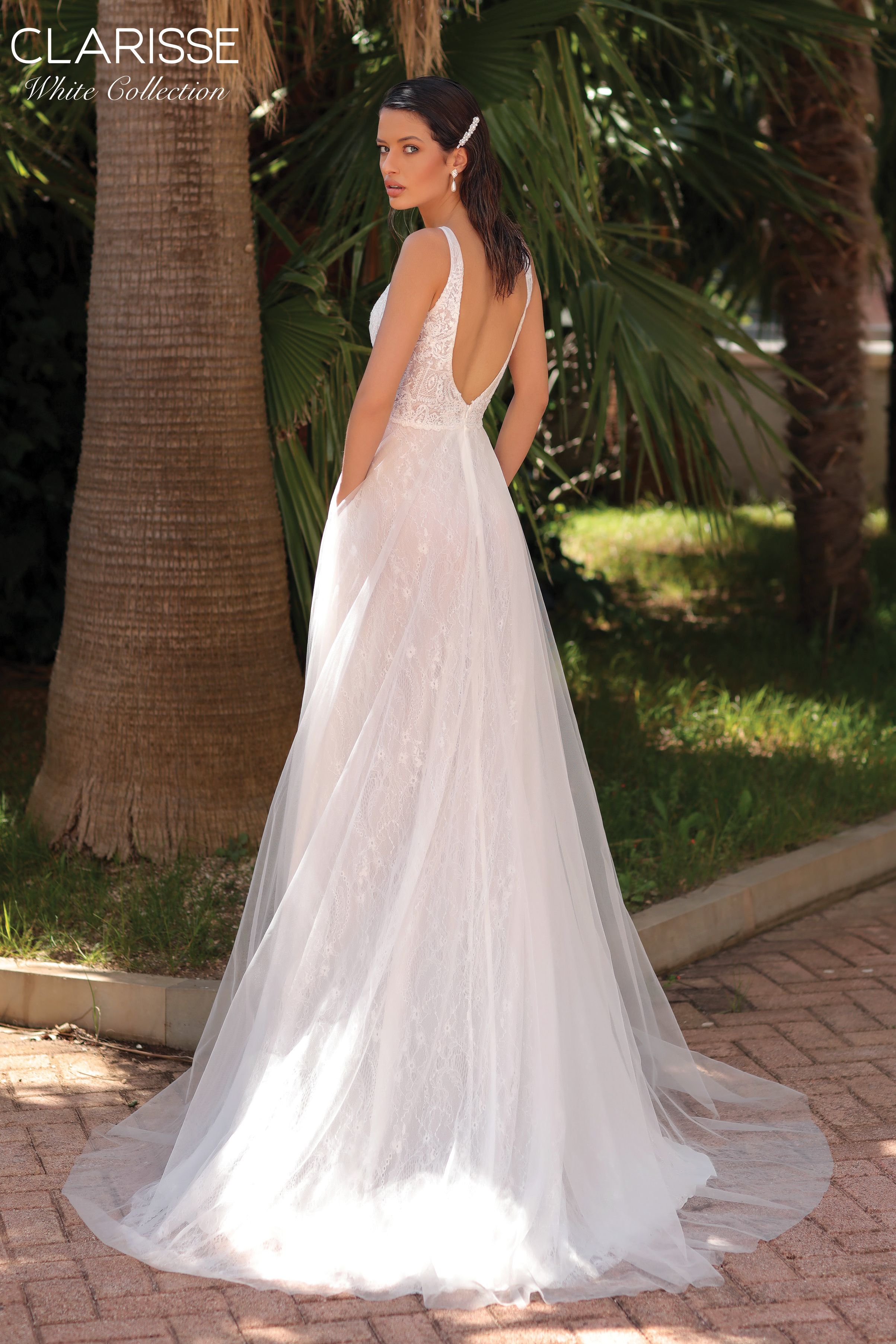 Clarisse -600206 Sheer V-Neck A-Line Bridal Gown