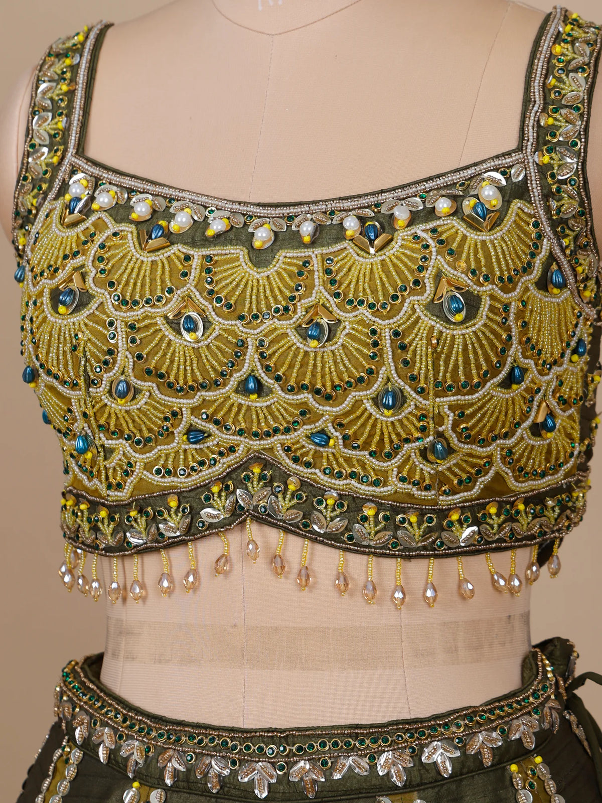 MyFashion KLS-2716 Designer Olive Green Silk Traditional Lehenga