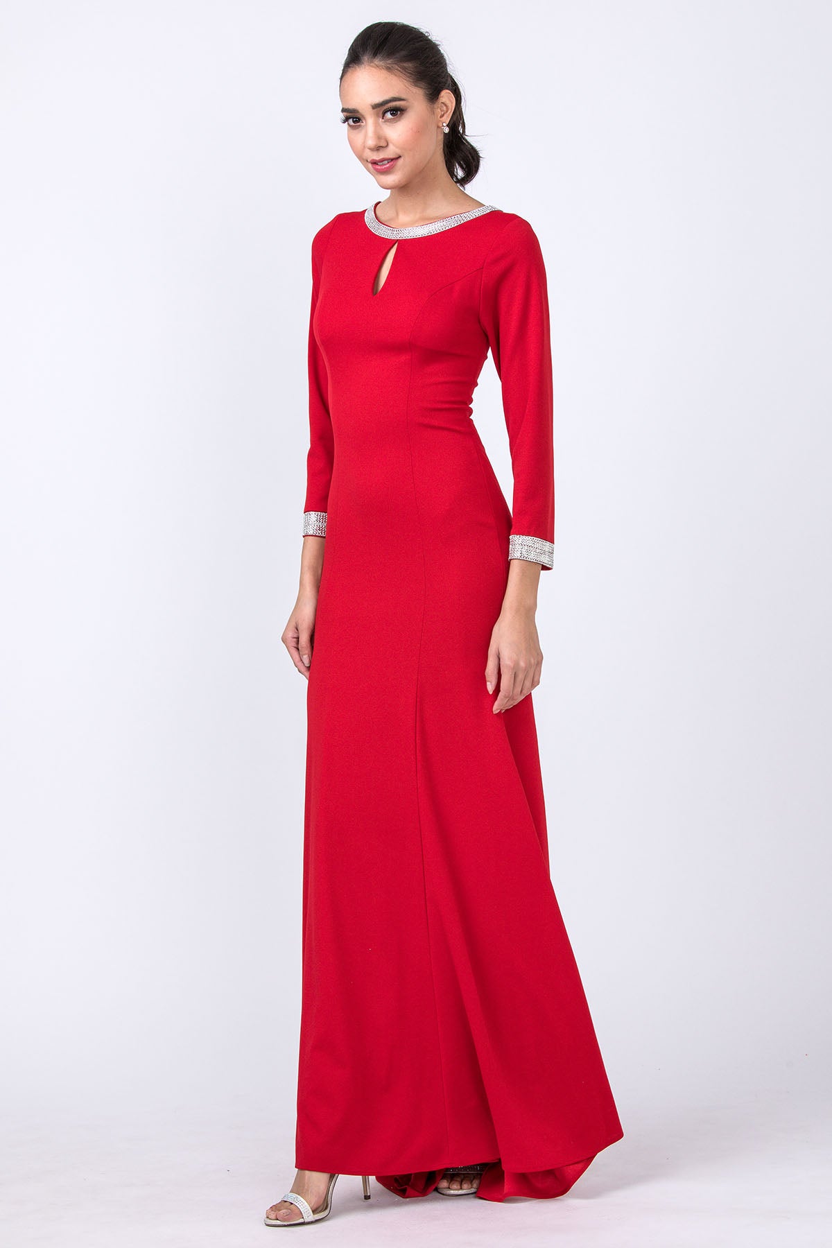 Aspeed Design -D374 Jewel Long Sleeve Trumpet Dress