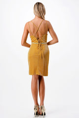 Aspeed Design -D419 Glittered V Neck Sheath Short Dress