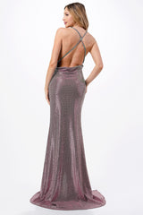 Aspeed Design -D561 Fitted Sequin Sleeveless Slit Gown