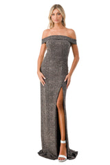 Aspeed Design -D574 Fitted Off Shoulder Slit Gown