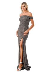 Aspeed Design -D574 Fitted Off Shoulder Slit Gown